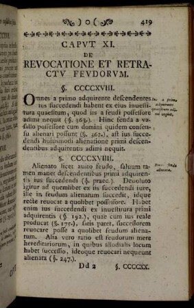 Caput XI. De revocatione et retractu feudorum.