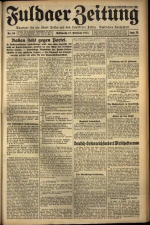 Erste Ausgabe vom Mittwoch, den 17. Februar 1932.