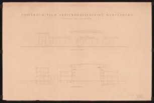 Ateliers der UFA (Universum Film AG), Potsdam-Babelsberg: Zweier-Gruppe-Atelier: Aufriss Seitenansicht, Querschnitt