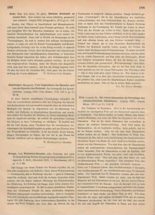 188-189 [Rezension] Pick, Leopold, Die vierte Dimension als Grundlage des transzendentalen Idealismus