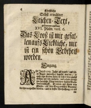 6-26, Christliche selbst erwählter Leichen-Text