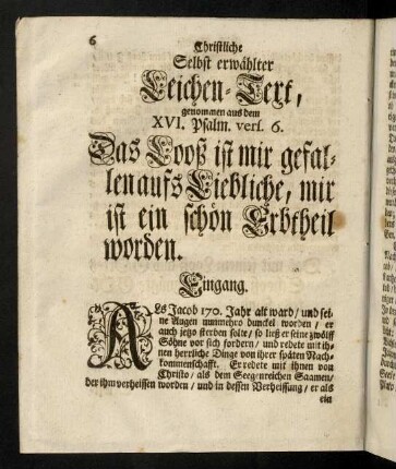 6-26, Christliche selbst erwählter Leichen-Text