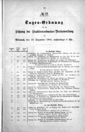Tages-Ordnung No. 22. (512-513), 19. Dezember 1906