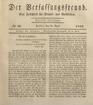 № 32. Cassel, den 21. April 1832.