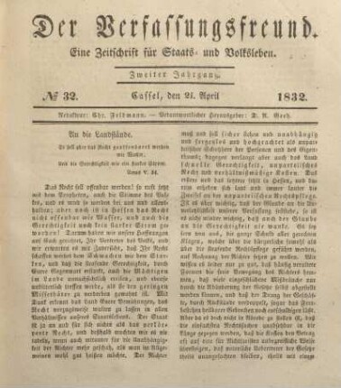 № 32. Cassel, den 21. April 1832.