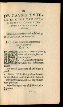De Causis Tutelae Et Curae Tam Efficientibus Quam Corrumpentibus, Liber Primus.