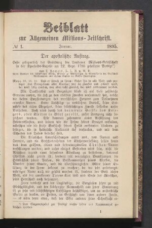 Beiblatt N° 1. Januar. 1895
