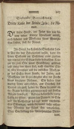 Siebende Betrachtung. Dritte Klaße der Feinde Jesu: die Römer.