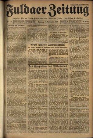 Ausgabe vom Samstag, den 24. September 1927.