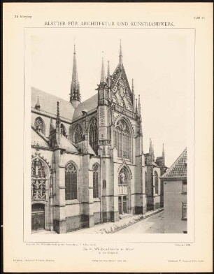 St. Willibrord, Wesel: Ansicht von der Südseite (aus: Blätter für Architektur und Kunsthandwerk, 11. Jg., 1898, Tafel 48)