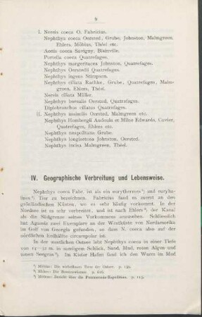 IV. Geographische Verbreitung und Lebensweise.