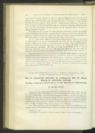 Über die instrumentelle Bestimmung der Erythemgrenze statt der üblichen Messung der verabreichten Lichtmenge.