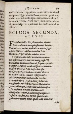 Ecloga Secunda, Alexis.