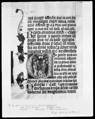 Missale des Petrus Crüger — Initiale U mit der Himmelfahrt Christi, Folio 97recto