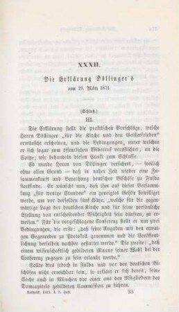 513-572 Die Erklärung Döllinger's vom 28. März 1871 : Schluß