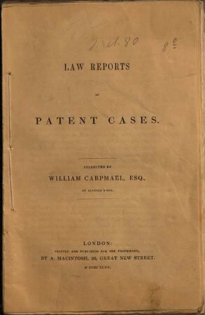 Law reports of patent cases, 1