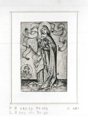 Heiliger Johannes, Evangelist : Heiliger Johannes, Evangelist. Kupferstich; 61 x 41 mm (vor 1468; Meister E S). Dresden: Kupferstich-Kabinett A 407 L 92