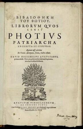 Bibliothēkē Tu Phōtiu : Librorum Quos Legit Photius Patriarcha Excerpta Et Censurae ; Quatuor mss. codicibus Ex Graecia, Germania, Italia, Gallia collatis