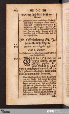 Die Offenbahrung St. Johannis des Theologen, genannt Apocalypsis.