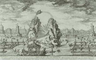 Plan et Vue du Feu d'Artifide tiré à Paris la 21 janvier 1735 : Prunkschiff, 18. Jahrhundert