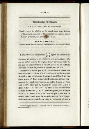 Théorèmes nouveaux sur les fractions périodiques.