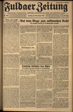 Ausgabe vom Freitag, den 22. November 1935.