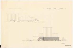 Schauspielhaus, Bochum Studiobühne: Ansicht von Südwest und Südost 1:200