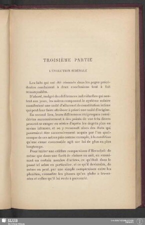 Troisième Partie. L'Évolution Sidérale