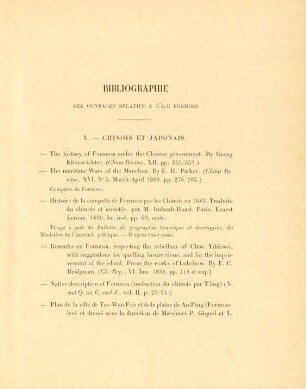 Bibliographie des ouvrages relatifs a l'île Formose