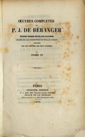 Oeuvres complètes de P. J. de Béranger, 4