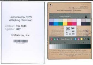 Entnazifizierung Karl Korfmacher , geb. 13.06.1892 (Spediteur)