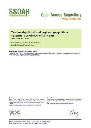 Territorial-political and regional geopolitical systems: correlation of concepts
