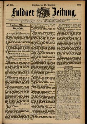 Zweite Ausgabe vom Samstag, den 15. Dezember 1888.