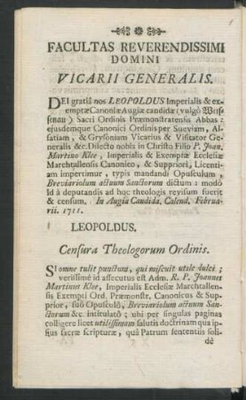 Facultas Reverendissimi Domini Vicarii Generalis