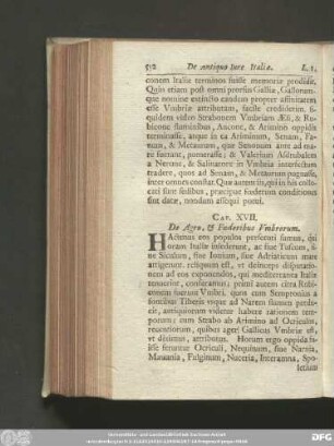 Cap. XVII. De Agro, & Foederibus Umbrorum.
