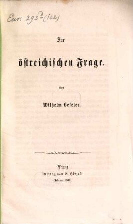 Zur östreichischen Frage