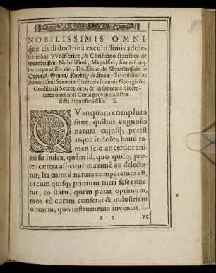 Nobilissimis [...] WolffErico, & Christiano fratribus de Brandenstein [...] Dn. Esaiӕ de Brandenstein in Oppurgk/ Gruna/ Knobitz/ & Knaw [...]