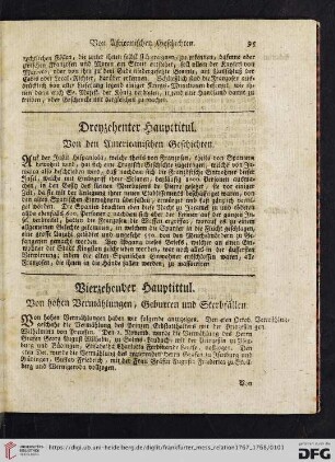 Dreyzehenter Haupttitul. Von den Americanischen Geschichten