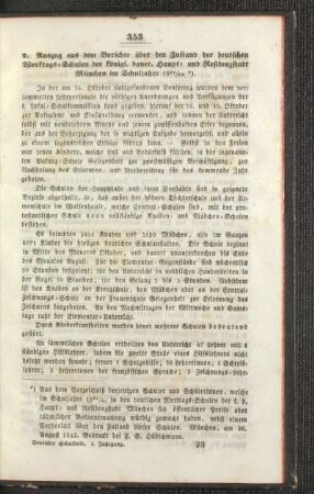 Auszug aus dem Berichte über den Zustand der deutschen Werktags-Schulen der königl. bayer. Haupt- und Residenzstadt München im Schuljahr 1841/42