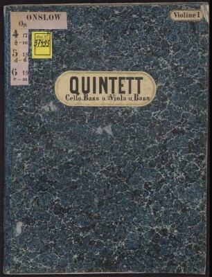 Quintetto : pour 2 violons, viola, violoncelle et basse ; oeuv. 17 (18, 19), [1]. oeuv. 17. Vl 1 (7 S.) Vl 2 Va Vc Kb Va/Vc (je 5). - Pl.Nr. 3558