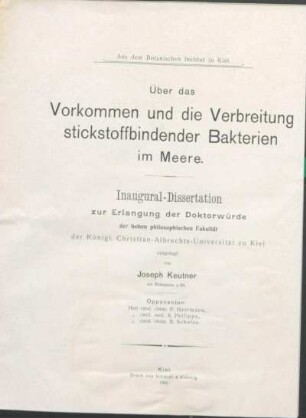 Über das Vorkommen und die Verbreitung stickstoffbindender Bakterien im Meere