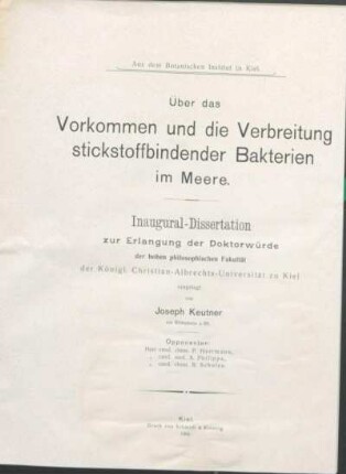Über das Vorkommen und die Verbreitung stickstoffbindender Bakterien im Meere