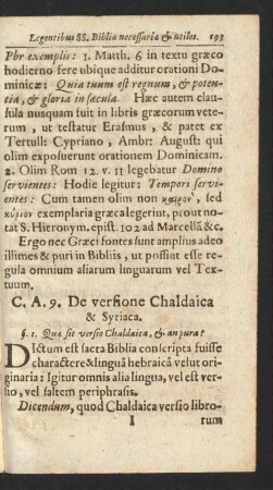 C. A. 9. De versione Chaldaica & Syriaca