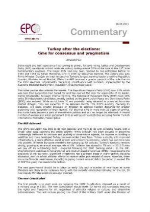 Turkey after the elections: time for consensus and pragmatism