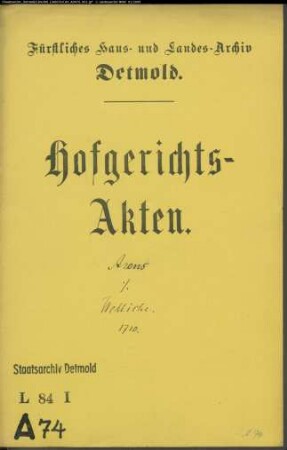 Arens, Henrich, auf dem Windhof bei Lage gegen Jobst Wellige zu Wellentrup - Schuldsache