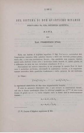 Sul sistema di due quartiche binarie.