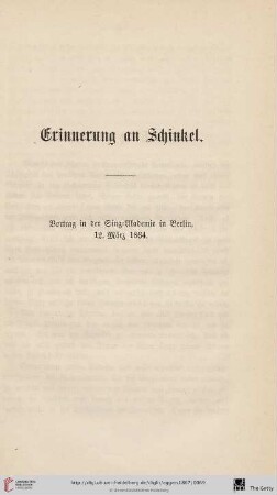 Erinnerung an Schinkel