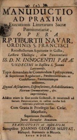 Manuductio ad praxim executionis litterarum Sacrae Poenitentiariae