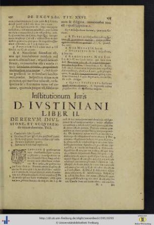 Institutionum, seu Elementorum Iuris D. Iustiniani Principis, Liber II.