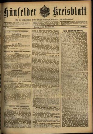 Ausgabe vom Dienstag, den 16. September 1919.